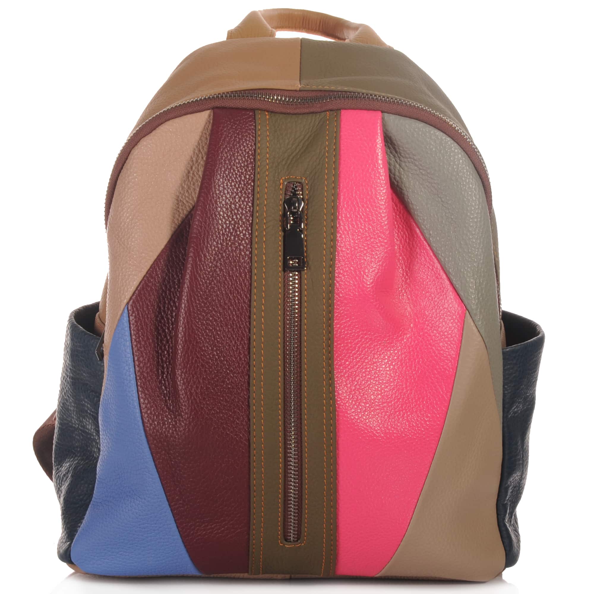 

Women s Leather Backpack in Patchwork Design One Size чорний