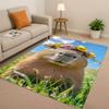 Kawaii Capybara Kunst Cartoon Wohnzimmer Rutschfester Teppich Weicher Teppich für Schlafzimmer Spielzimmer Sofa, Leicht zu Reinigen Heimdeko Fußmatte