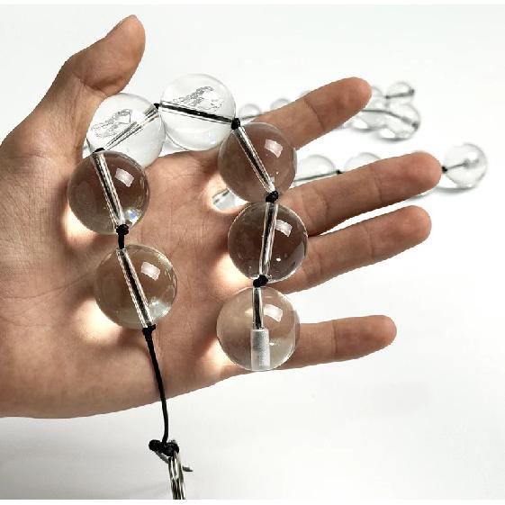 Glass Anal Beads Crystal Butt Plug,Anal Training Beads Anal Chain Prostate Massager Transparent Beads Vagina Anal Plug
