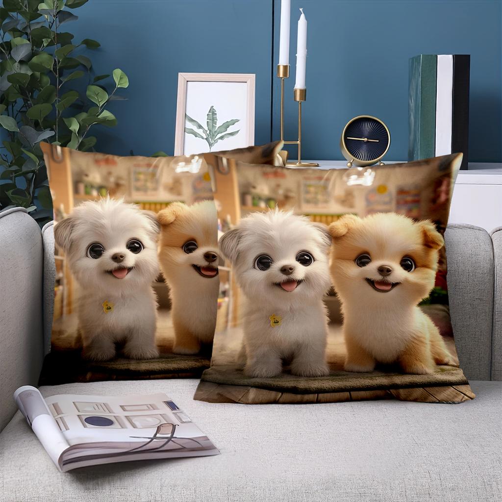 1 Pieces Cute Puppy Patterned Throw Pillow for Home Polyester pillowcase, sofa decorative cushion cov Headboard Pillow