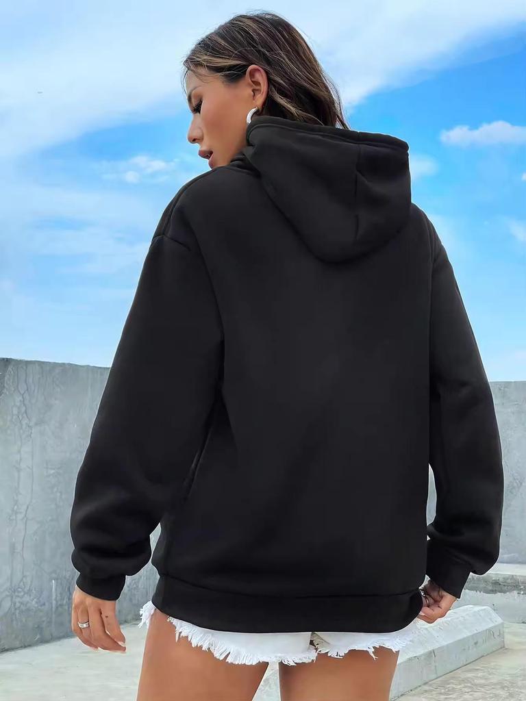 Autumn/Winter Women's Loose Slimming Casual Solid Color Sweatshirt - Trendy Fashion Top