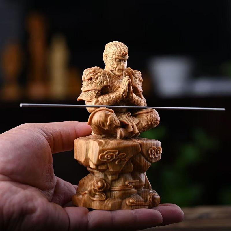 

wood carving Game Myth anime figures Monkey King sculptures Figurines Home Room Office Table decoration and accessories