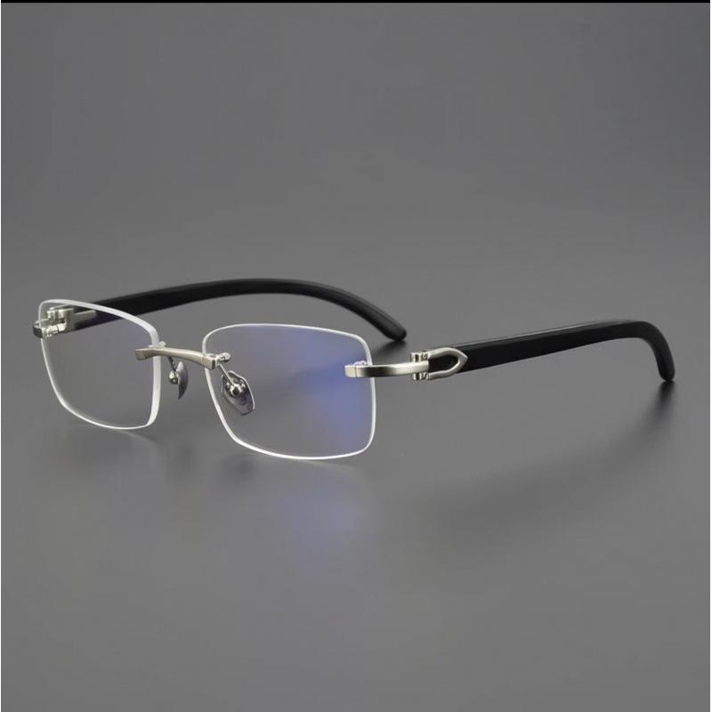 Luxury Rimless Plain Glasses for Men Woman | Non Prescription Rectangular Frameless Flat Lens Eyeglasses