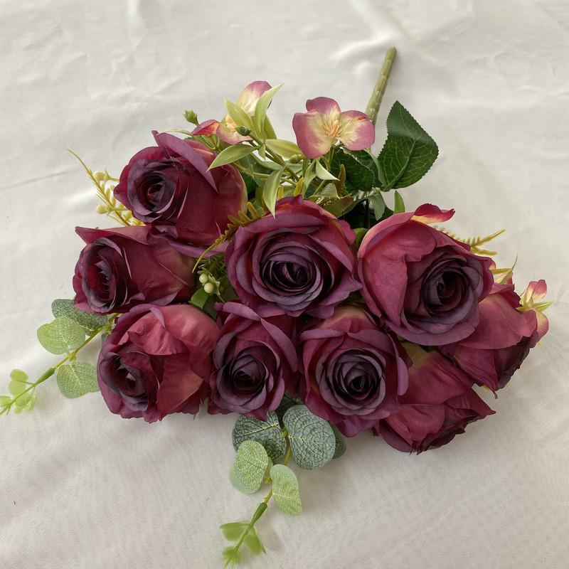 

Wedding Rose Bridal Bouquet Artificial Flower For Home Decor And Photography Props Rose Red