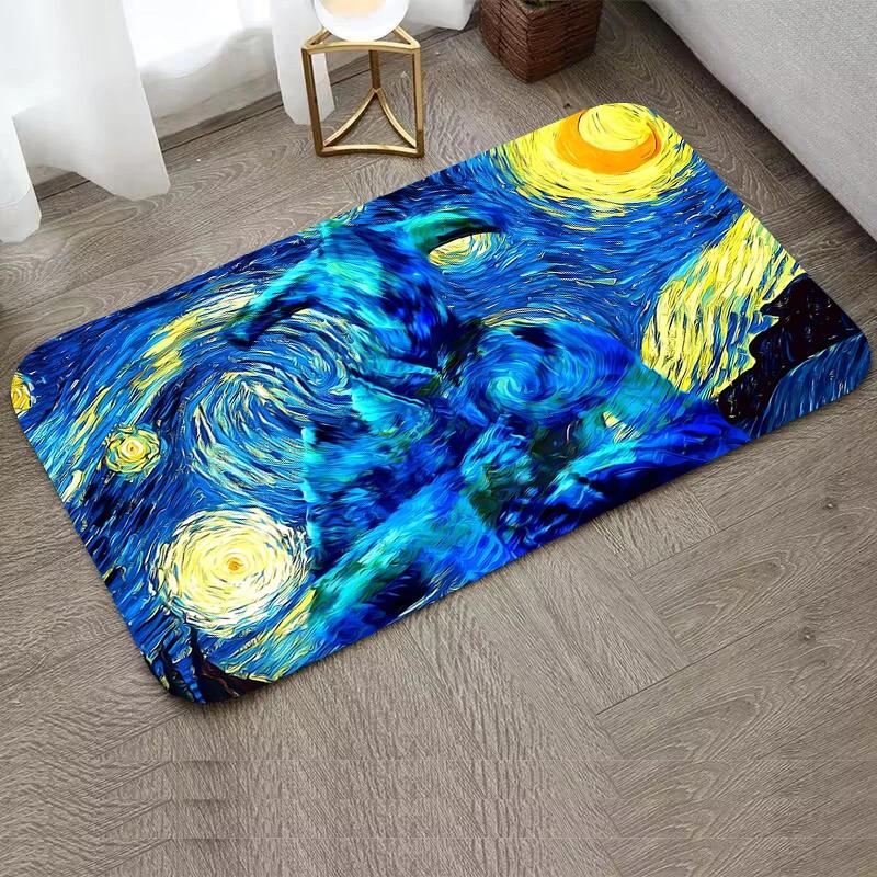 Vincent Van Gogh Starry Night Carpet Art Abstract Rugs Forest Night View Soft Floor Mat for Home Living Room Bedroom Dorm Decor