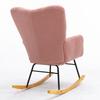 009 Mid Century Modern Rocking Chair made of Teddy Fabric with Tufted Cover, Padded Seat for Living Room and Bedroom, Pink