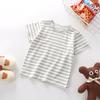 Kids Striped Short Sleeve T Shirt Loose Casual Crew Neck Tee