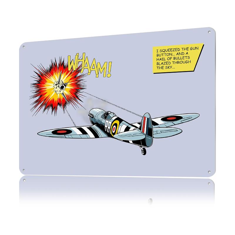Spitfire Whaam Printed Poster Customized Wall Art Retro Vintage Metal Tin Signs for Modern Home Decoration Luxury Desk Decor