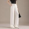 RAIN.CUN Women's White High-Waist Linen Blend Wide-Leg Pants
