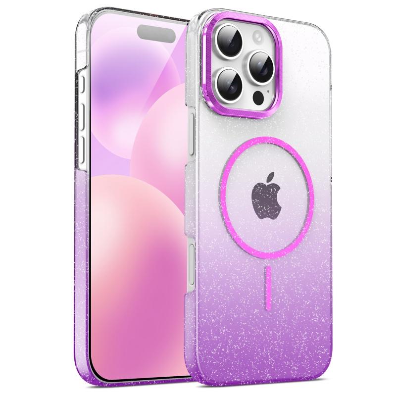 2025 Gradient gold diamond glitter Magnetic PC phone Case suitable for iPhone 16 Pro Max 15 14 Plus 13 12 Pro 11 shockproof protective Cover