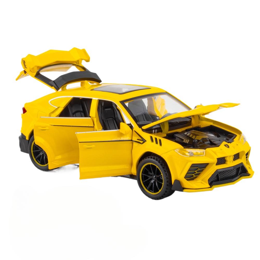 

1/32 Lamborghini URUS Dison Sports Игрушечная модель автомобиля Литой сплав Капот открывается Функция оттягивания назад Модели автомобилей Подарок на день рождения мальчика жёлтый