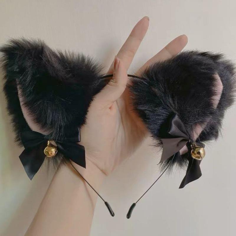 Plush Animal Ear and Tail Set - Cat Ears, Wolf Ears, and Tail Headband