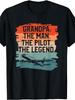 Unisex T-shirt Grandpa The Man The Pilot The Legend Aviation Aviator T-Shirt Men'S Oversized Fashion T-Shirt, Plus