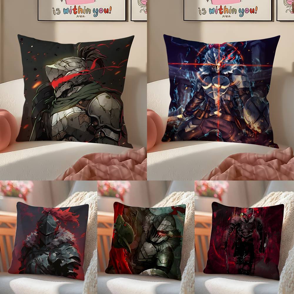Handsome Anime Goblin Slayer-Cartoon Pillow Case Anti-dustmite Pillowcase Invisible Zipper Silky Short Plush Sofa Cushion Cover