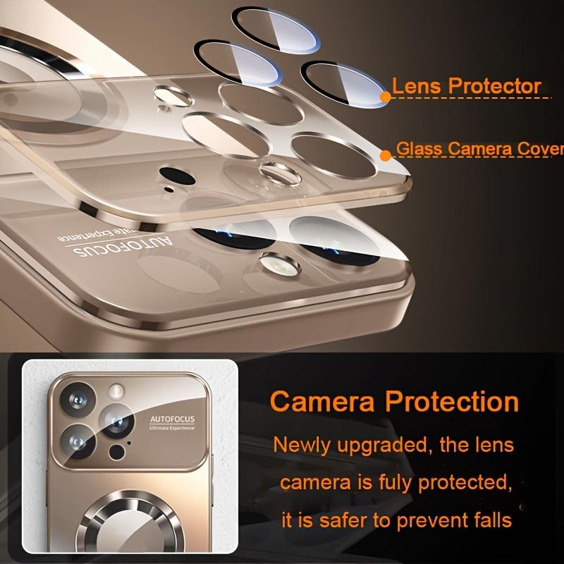 Étui de chargement sans fil magnétique en verre de luxe pour appareil photo Magesafe pour iPhone 17 16 15 14 13 12 11 Pro Max Air Plus Housse antichoc