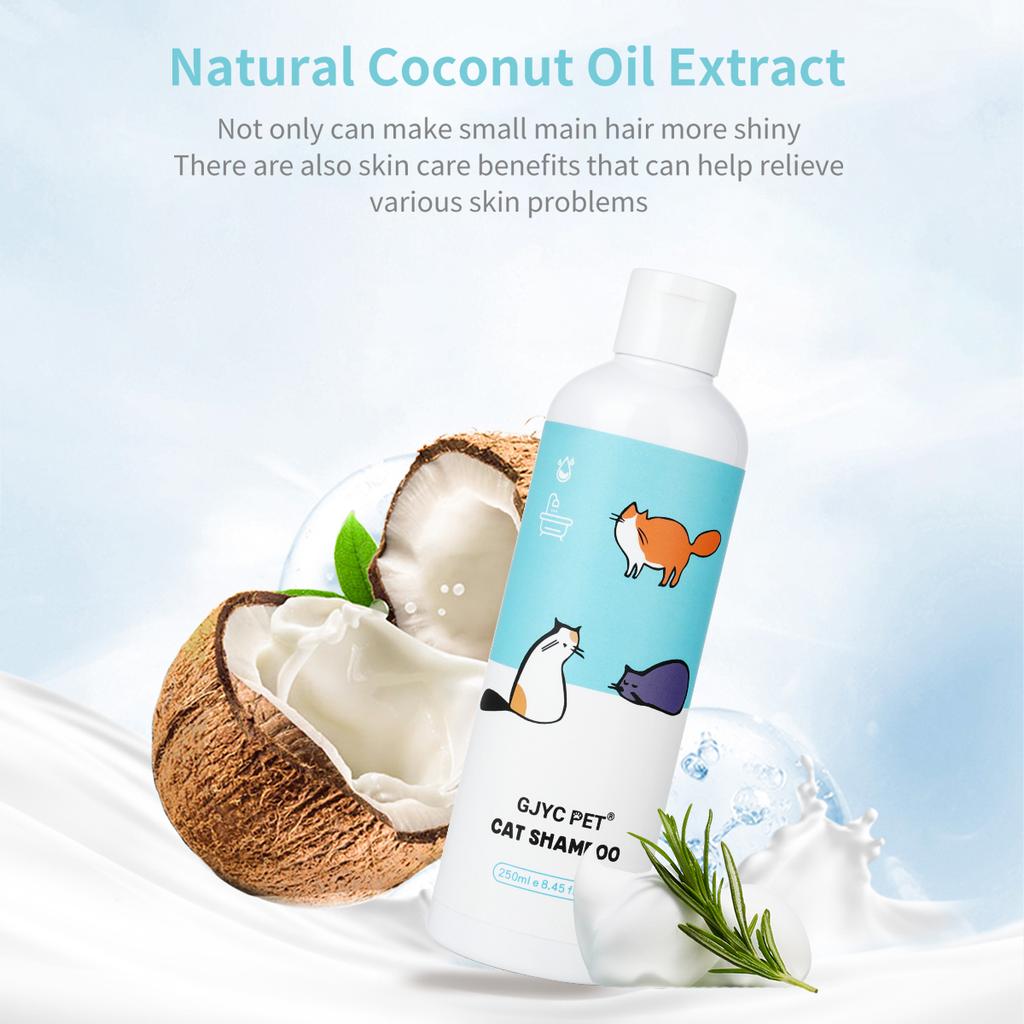 GJYC PET Natural Tear-Free Gentle Cat Shampoo Deep Cleansing Odor Removing Softens Fur Soothes Sensitive Skin For All Cat Breeds