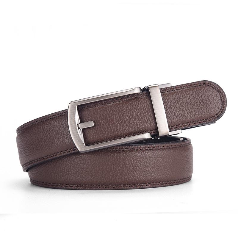 Men's Faux Leather Belt with Automatic Alloy Buckle, Versatile for Suits and Jeans