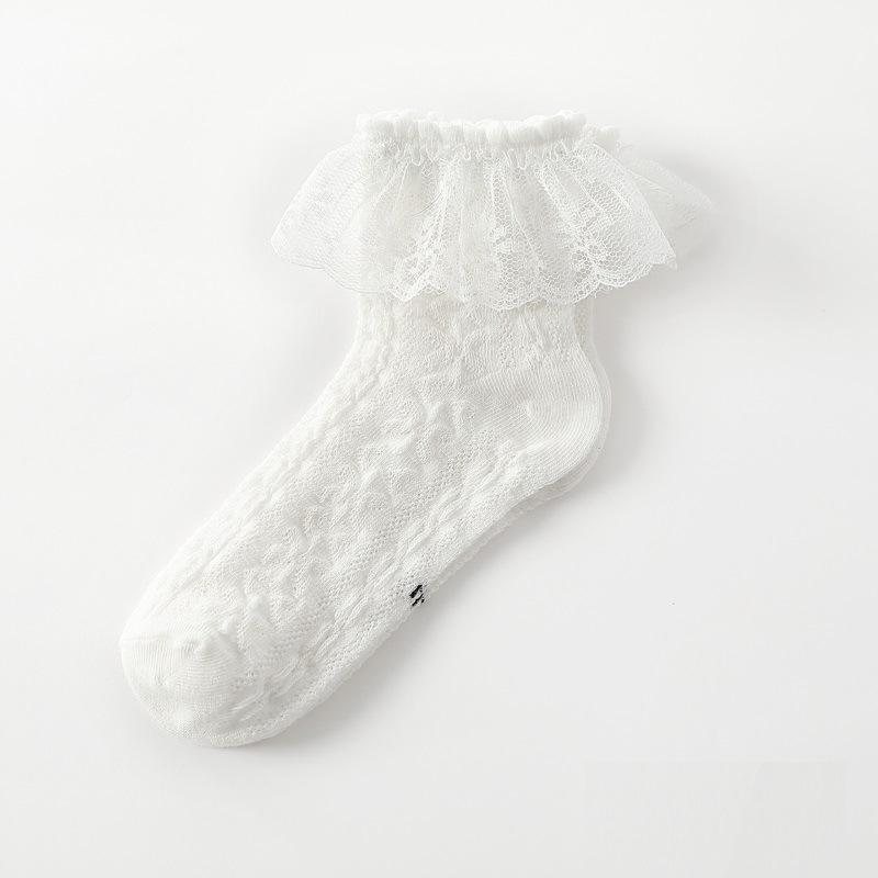 Summer Baby Lace Ruffle Socks Thin Mesh Breathable Short Sock Princess Girls Bow Dress Ankle Socks Kids Lolita White Black Sock