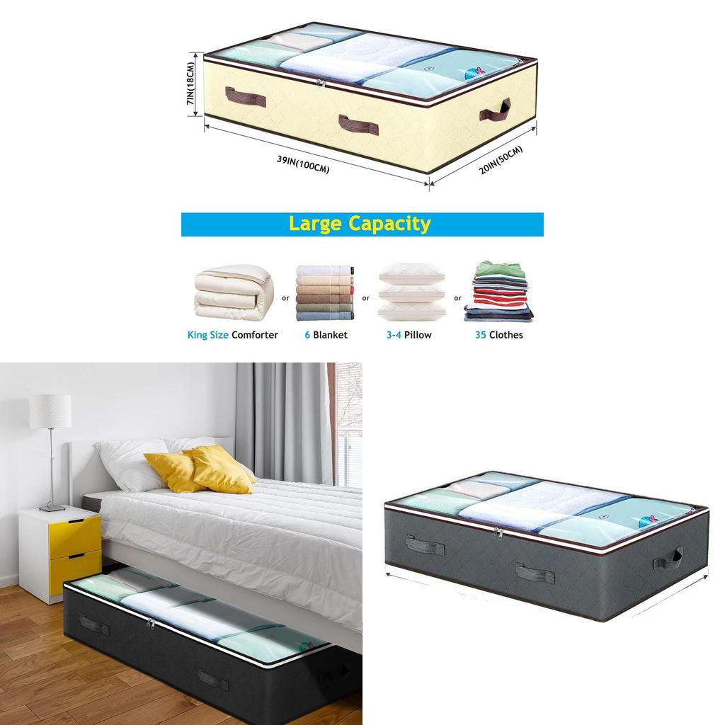 Bed Under Storage Bag With Dual Zippers For Bedroom Organizing And Protection