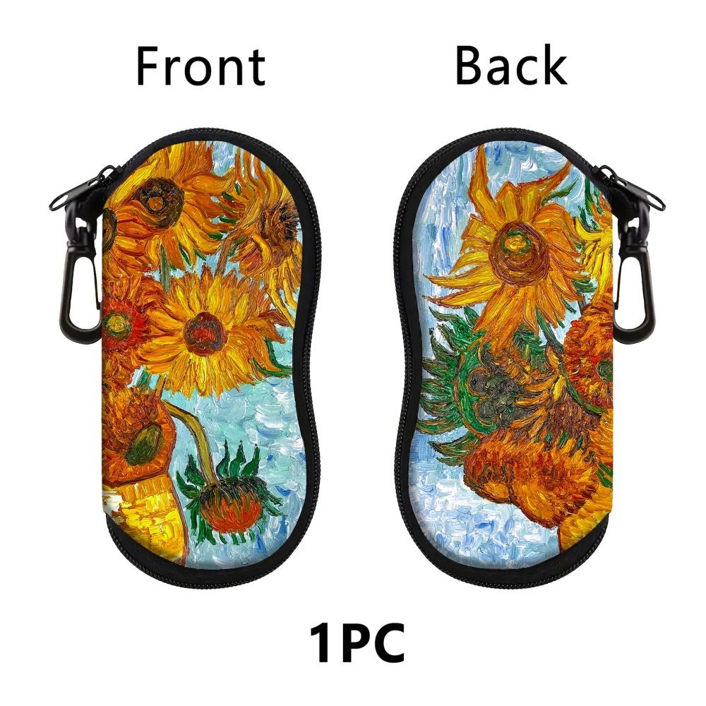 New Black Cat Art Eyewear Cases Men Women PU Leather Sunglasses Box with Zipper Portable Travel Eyeglass Storage Cases
