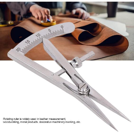 Marking Gauge, Metal Compass Multipurpose High Accuracy Adjustable for Leather Trimming Projects(Screw lock type marking gauge)