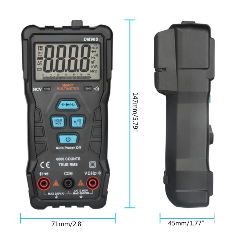 Digital Multimeter 6000 Counts NCV Function AC/for DC Voltage Resistance Meter Tester Capacitance Diodes Data Hold Funct