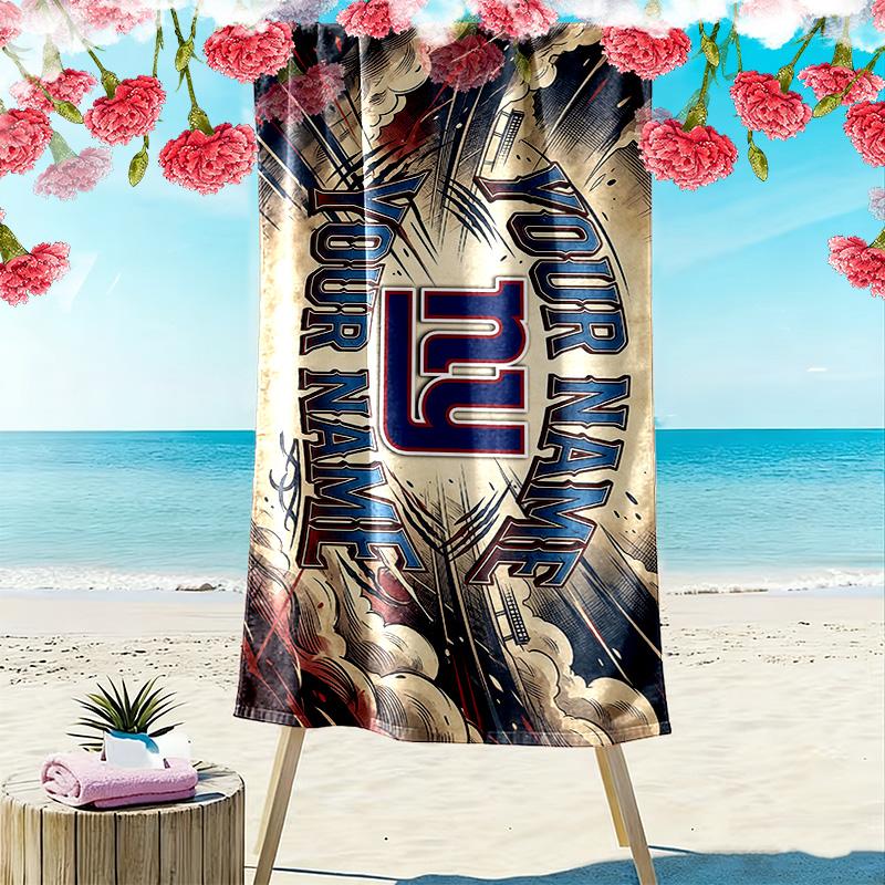 New York Giants Print Beach Towel, Large Soft Quick Dry Towel for Beach Camping Swimming
