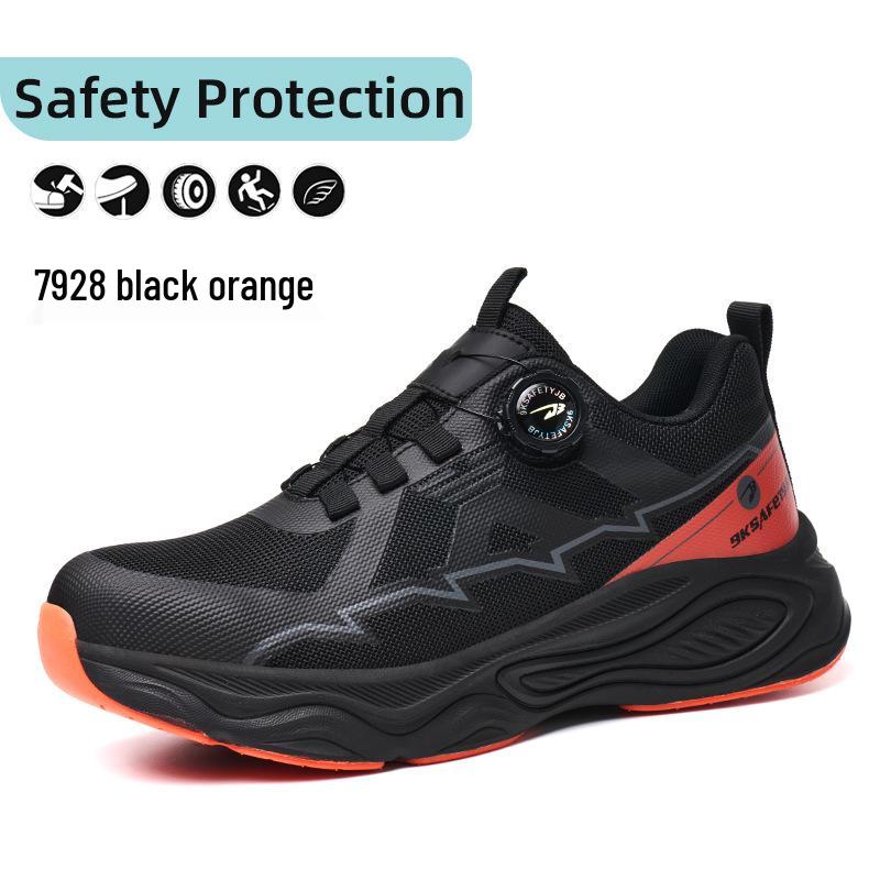 

Men s Steel Toe Anti-Smash, Puncture-Resistant Safety Shoes for All Seasons with Elastic Button Style - Comfortable for Long Standing Sessions