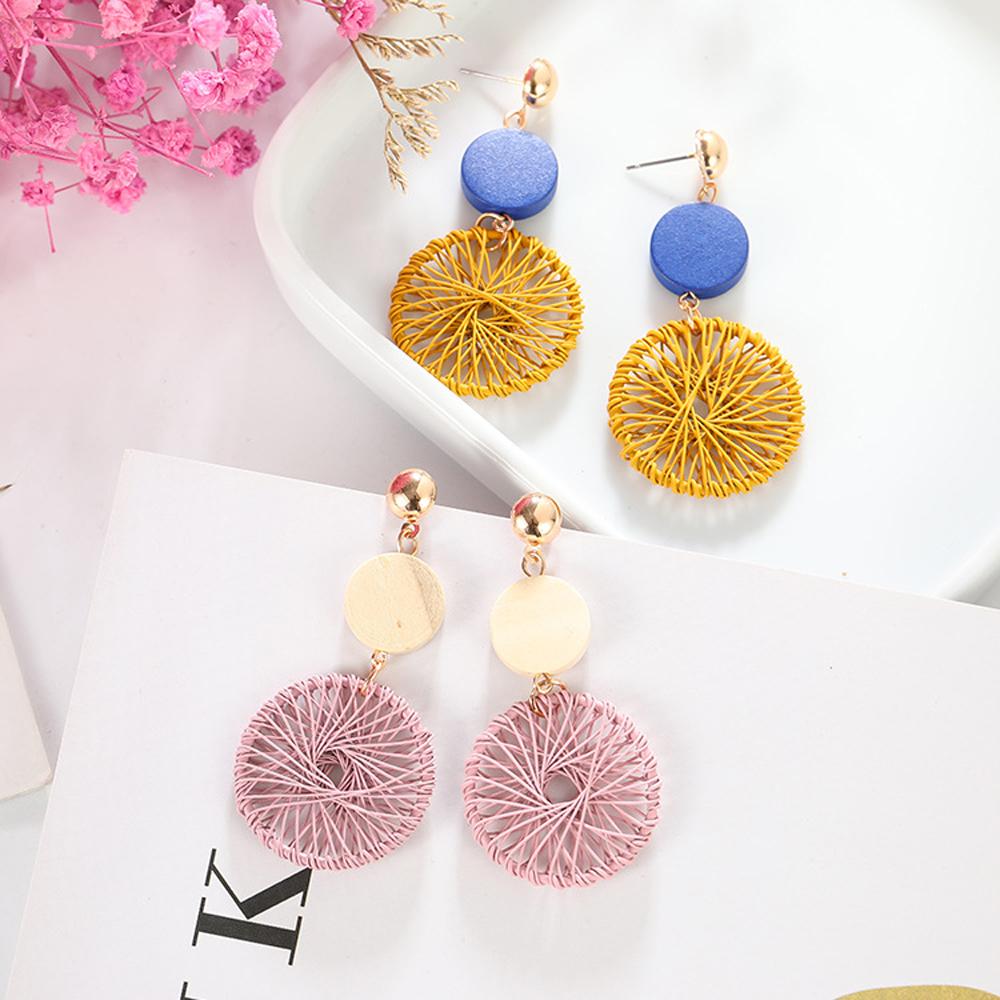 2025 New Korean Style Luxury Simple Big Round Hollow Mesh Drop Earrings for Women Fashion Jewelry Gifts
