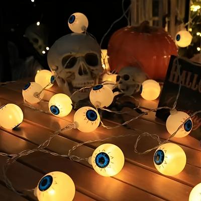 Halloween Horror Eyeball LED Light String Battery Powered Festival Decorations Haunted House Props for Halloween Party Supplies