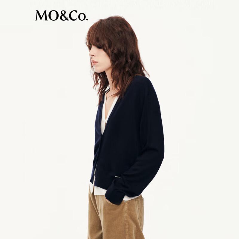 MO&Co. Women's Wool Machine Washable Faux Two-Piece Knit Cardigan
