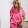 Women's Summer Satin Short Sleeved Shirt Top