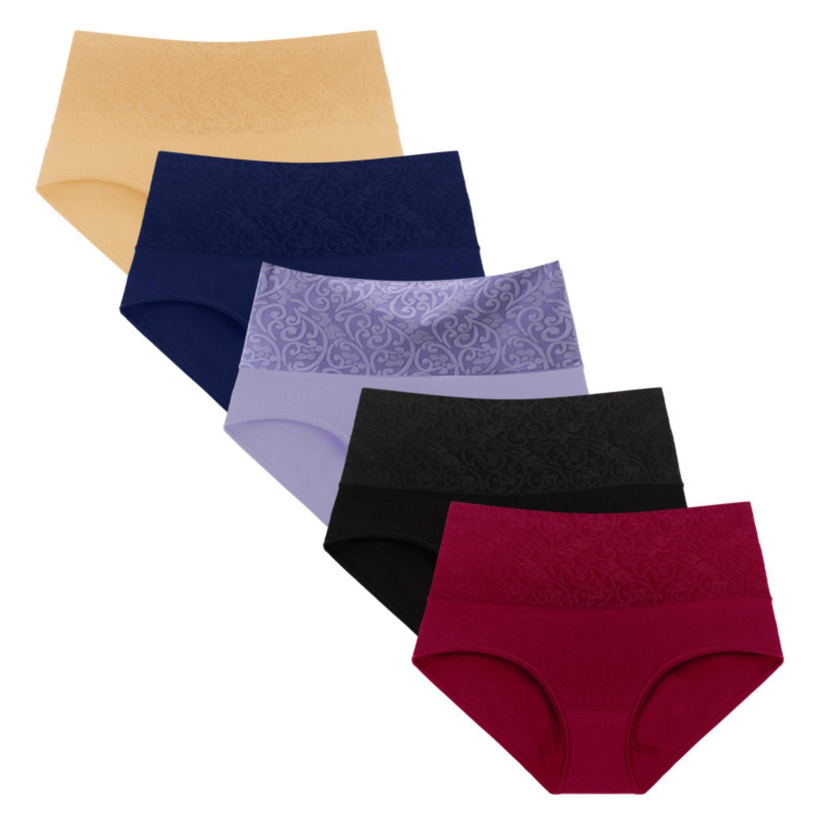 5 Pack Women s High Waisted Cotton Underwear Full Coverage Floral Briefs Multicolor M