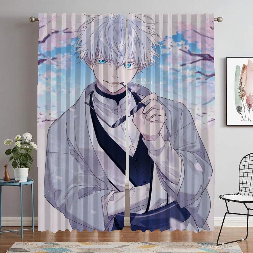 

Плотные шторы для гостиной Тюль Gojo Satoru для спальни Оконная занавеска Разделение Хэллоуин Украшения Оттенки Кухня W50xH70cmx2pcs-CL