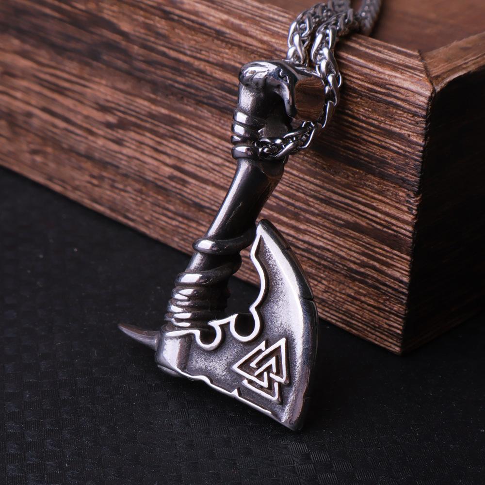 Viking Rune Axe Titanium Steel Pendant Necklace European and American Men's Creative Stainless Steel Accessories