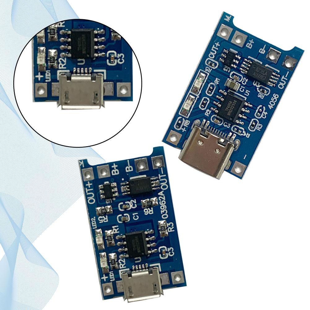 10PCS 18650 for TP4056 5V 1A Lithium Battery Charger Module with Protection Dual Functions Charging Board Type-C/Micro