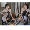 Transparenter Bodysuit für Damen, Spitze, Oberschenkelhoch, weiblicher Jumpsuit, elastische Strümpfe, sexy Dessous-Anzug, transparentes Netznetz, offener Schritt