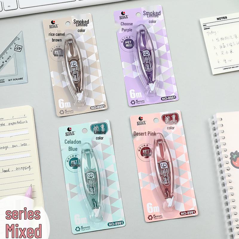 Simple Smoky Morandi Mini Transparent Correction Tape - 6m Portable Student Stationery