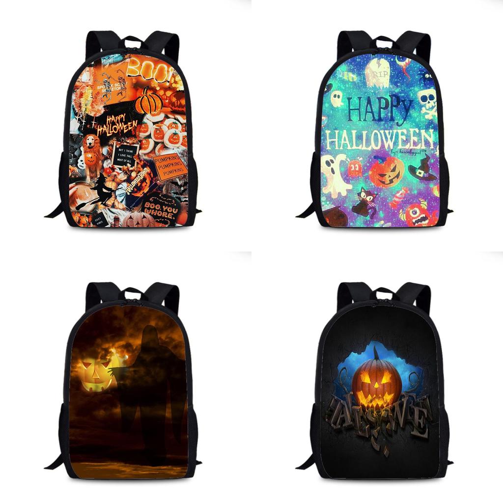 Halloween Fledermaus Kürbis Rucksack Aus Nylonmaterial Für Den Täglichen Gebrauch Und Street Style