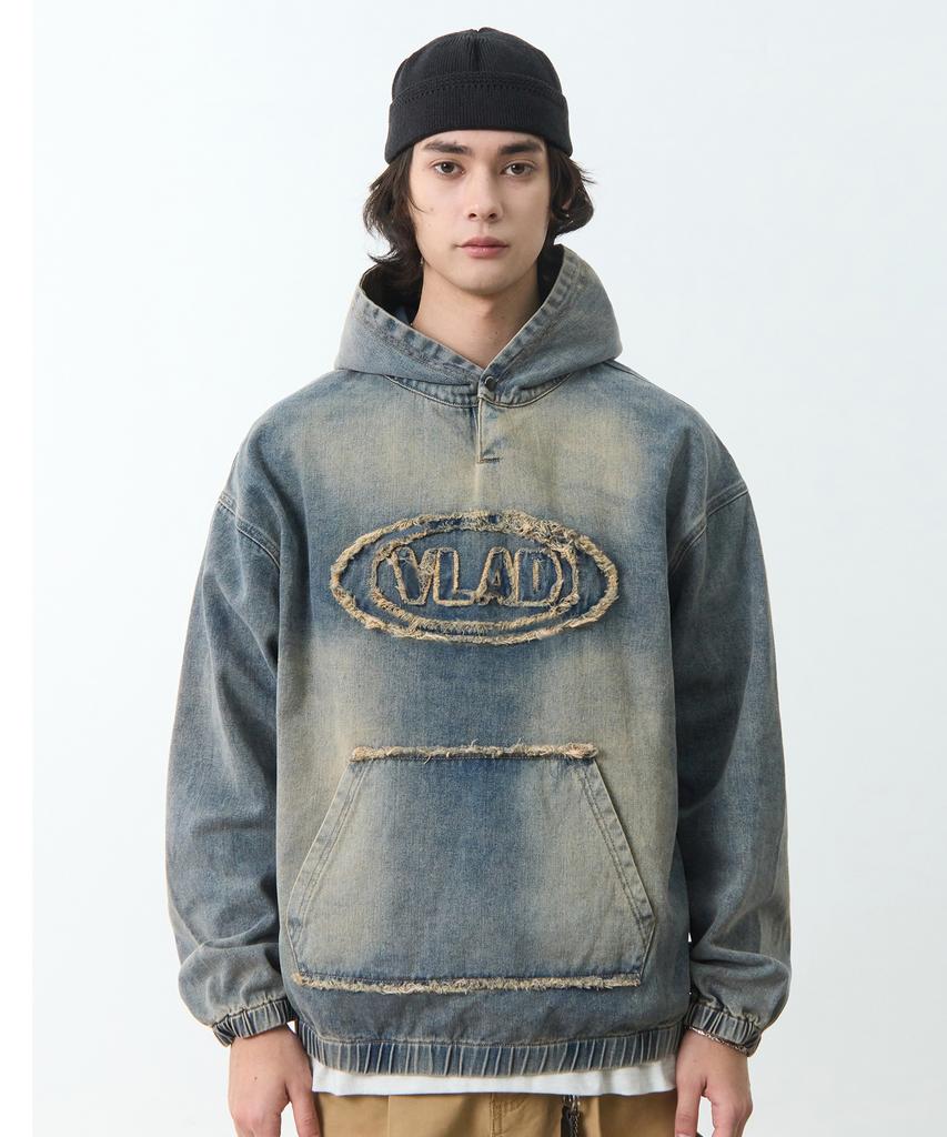 Vlad Denim Applique Hoodie_Dust Indigo