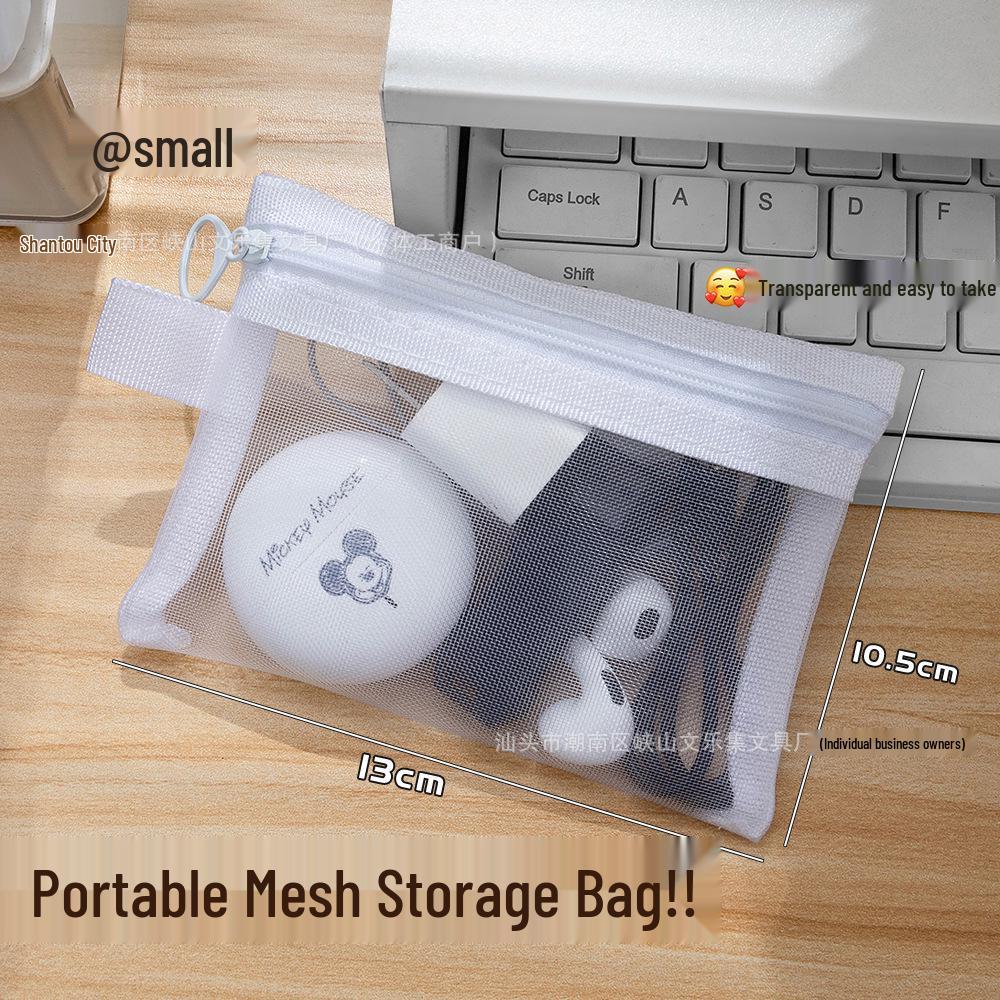 Transparent Mesh Large Capacity Portable Storage Bag with Card Holder for Cables & Earphones