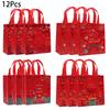 12Pcs Chinese Happy New Year Gift Packing Bag Non-Woven Candy Bags for China Spring Festival Theme Party Decoration