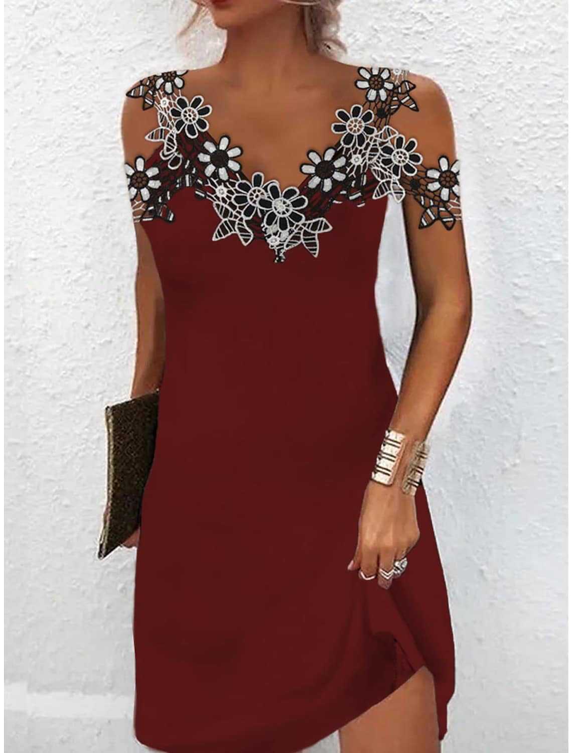 

Celebrity Lady Dinner Light Mastery Temperament Women s Embroidered Dress S XXL червоний