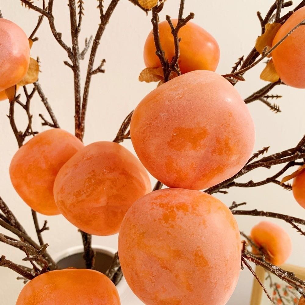3/5/7 Heads Artificial Persimmon Branch Realistic Foam Artificial Fruits Branches Elegant Plastic Fake Plants Spring Festival