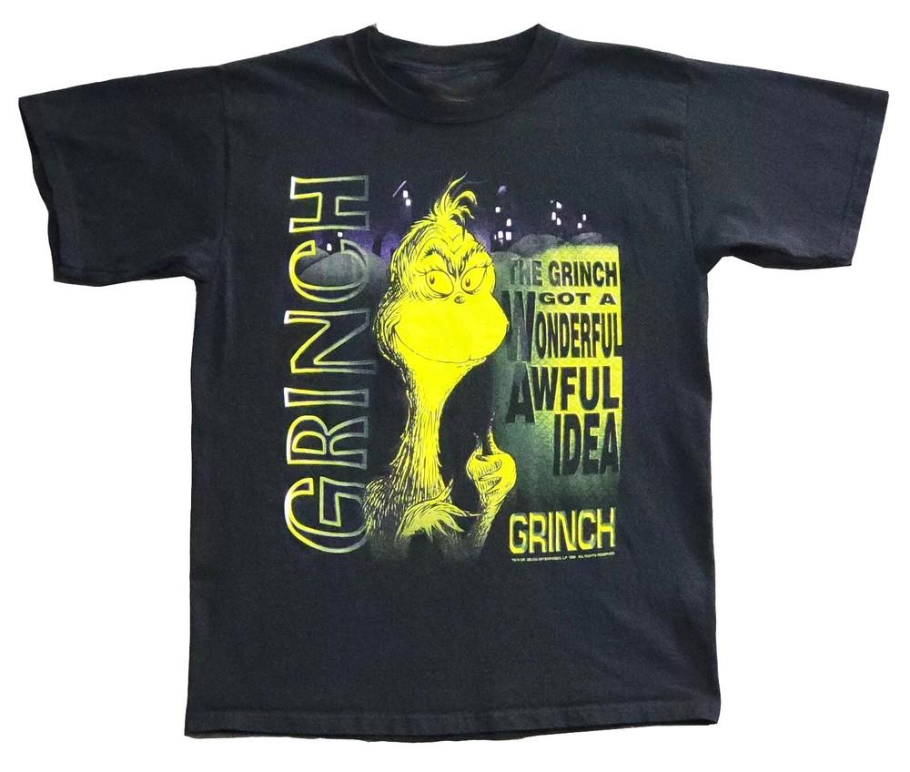 

NEW 1999 Dr Seuss Wear Grinch T-shirt Size S-5XL Black 1990s Christmas Reprint Unisex T-Shirt XXXXL