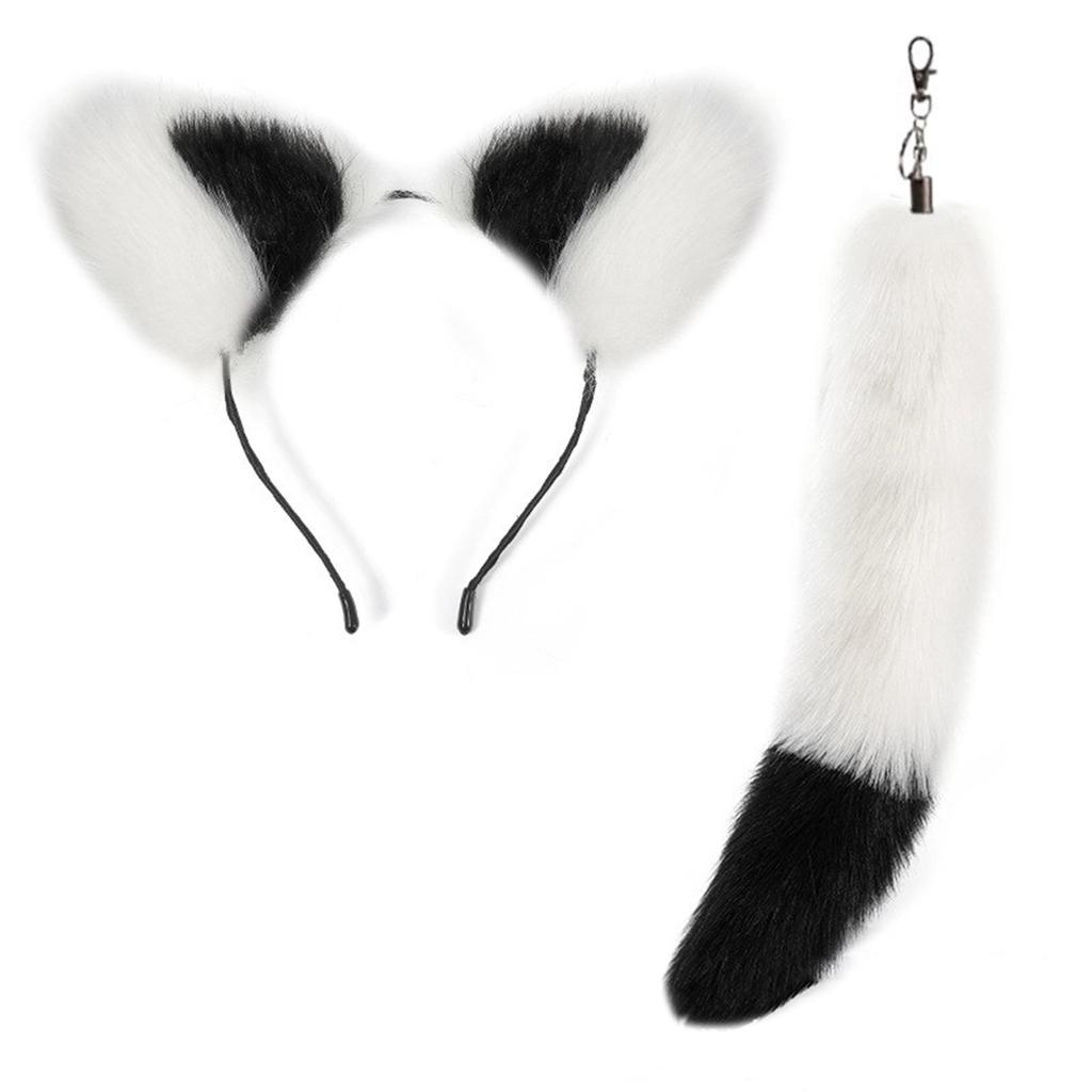 Stylish Fox Tail Pendant Keychain Adornment Dainty Cat Ear Hairband Portable Car Charm for Bag Backpack Decoration