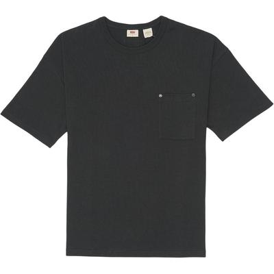 Levis Gładka Koszulka z Kieszonką i Okrągłym Dekoltem Prosty Sweter Krótki Rękaw Męskie Góry Czarne 001AG-0000