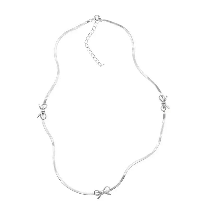 Fashionable Snake Bone Chain Elegant Bowknot Pendant Necklace/Bracelet Stylish Accessory For Various Occasions