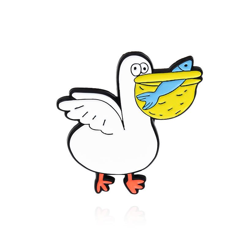 Fashionable Toucan & Pelican Brooch - Cute White Feathers