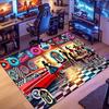Retro Car & Rock Bar Themed Rug, non-slip rug, suitable for living room, bedroom, game room, computer room and home décor.